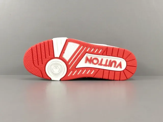 Louis Vuitton LV Trainer Vermelho Branco Low-Top Strapped Lifestyle Tênis 13