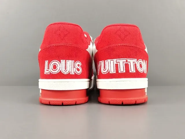 Louis Vuitton LV Trainer Vermelho Branco Low-Top Strapped Lifestyle Tênis 17