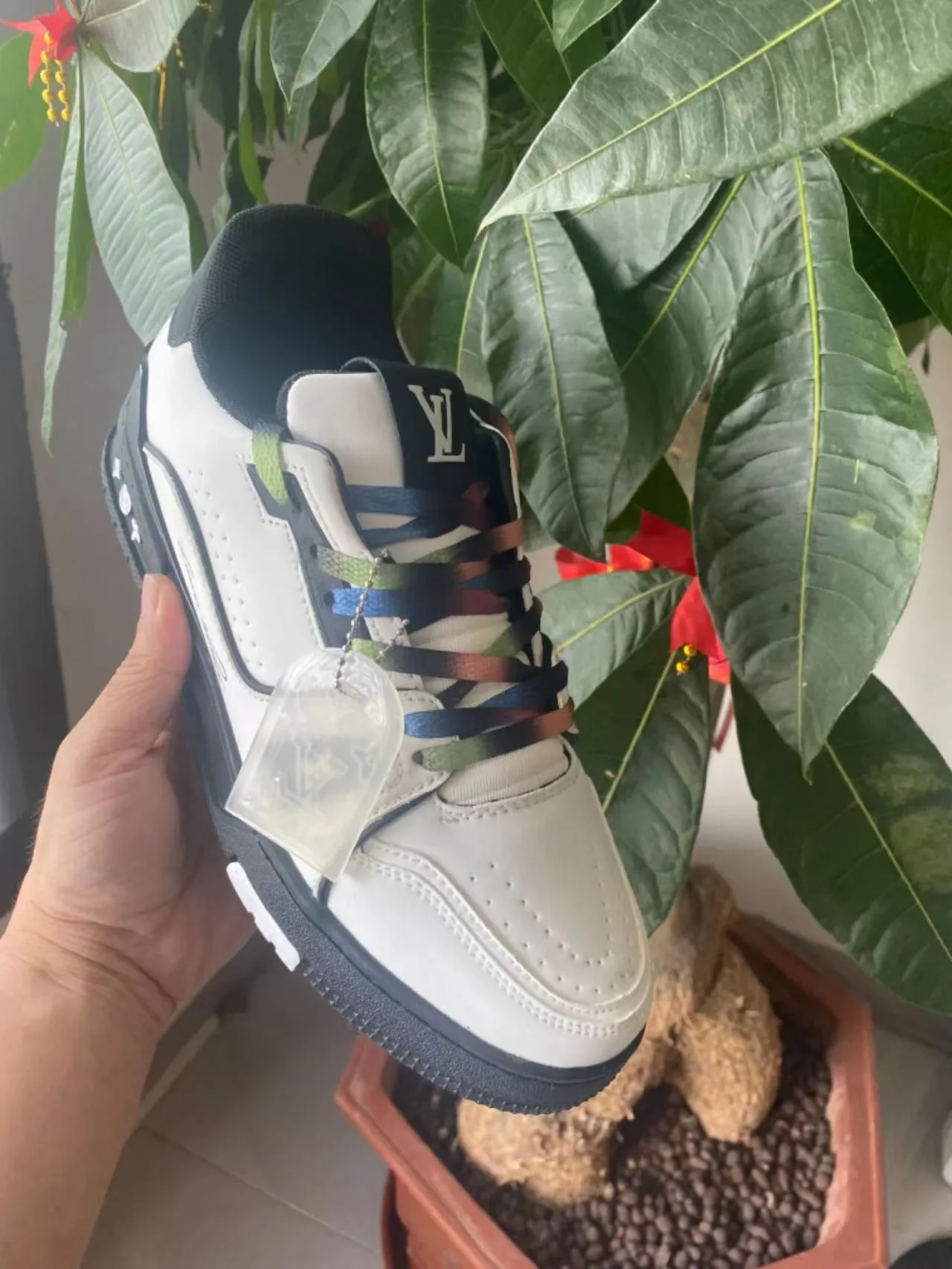Louis Vuitton LV Trainer Red White Monogrammed Leather Layered Chunky Sole Lifestyle Sneakers 2