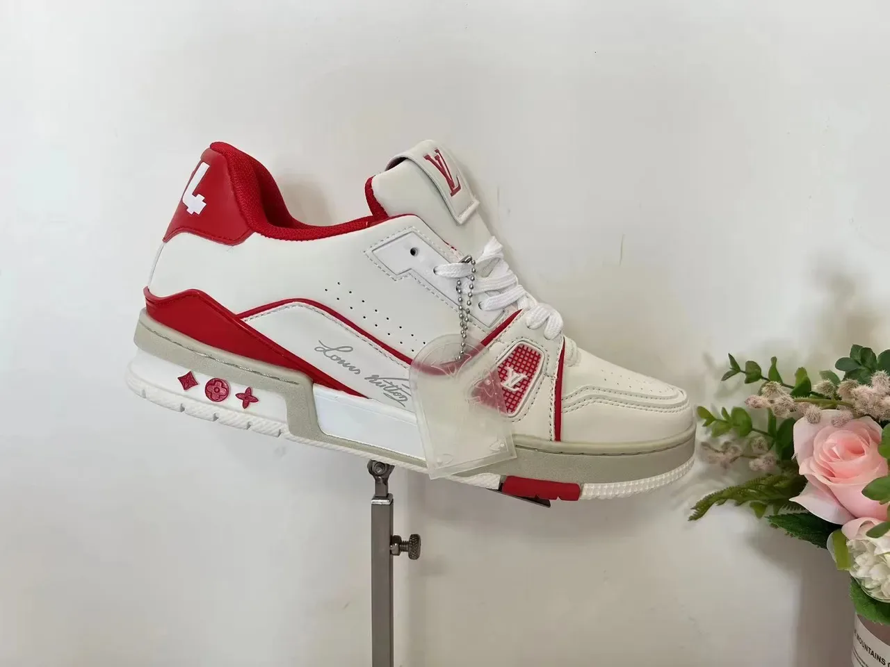 Louis Vuitton LV Trainer Red White Monogrammed Leather Layered Chunky Sole Lifestyle Sneakers 8