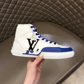 Louis Vuitton LV Trainer tênis lifestyle branco azul de couro superior