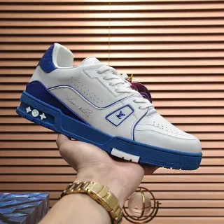 Louis Vuitton LV Trainer Zapatillas Lifestyle Blanco Azul Cuero Superior Royal Contrast Trim