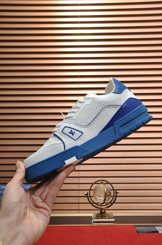 Louis Vuitton LV Trainer Chaussures Lifestyle Blanc Bleu Cuir Supérieur Royal Contrast Trim 6