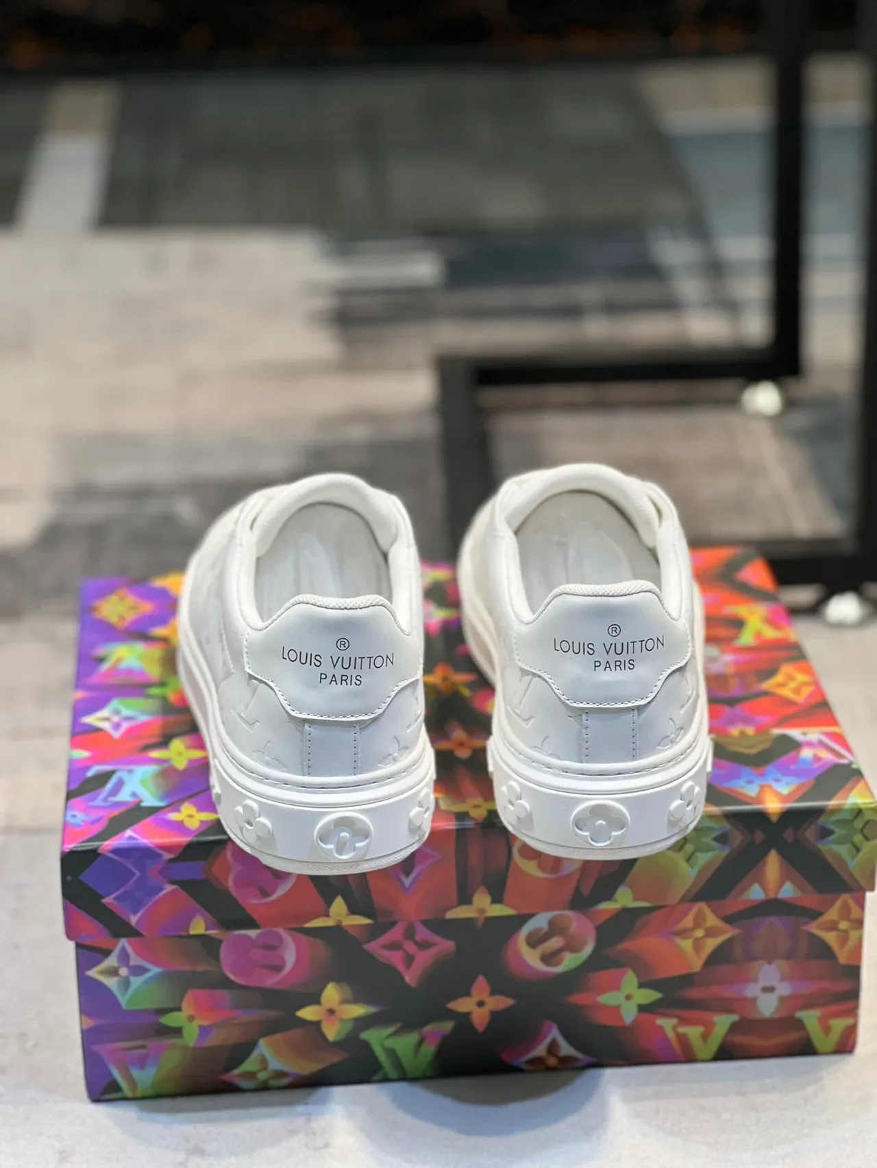 Louis Vuitton LV Trainer White Embossed Monogram Leather Lifestyle Sneakers 2