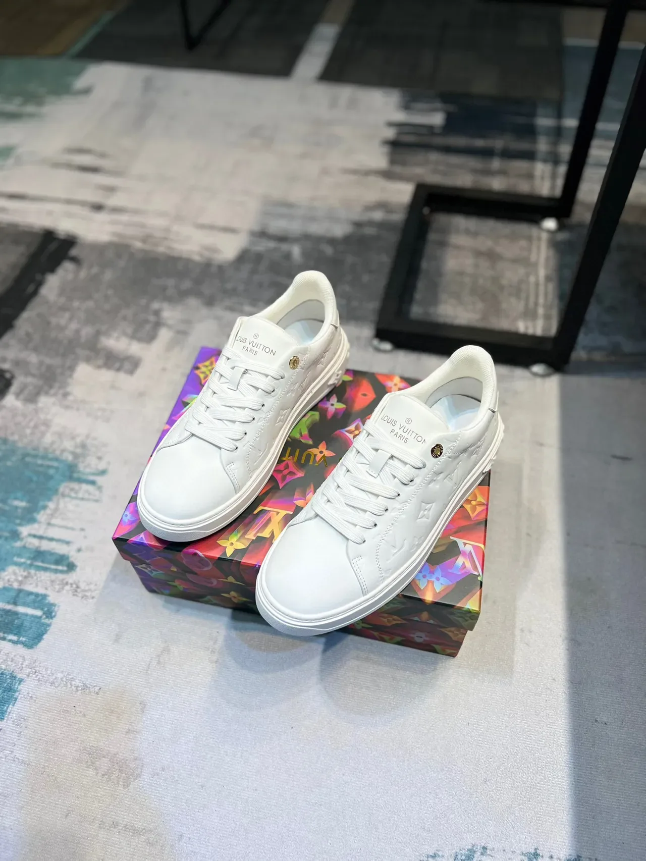 Louis Vuitton LV Trainer White Embossed Monogram Leather Lifestyle Sneakers 5