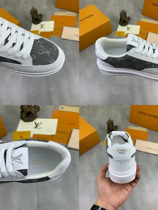 Louis Vuitton LV Trainer Blanc et Gris Monogrammé Textile Upper Semelle Plateforme Lifestyle Sneakers 2