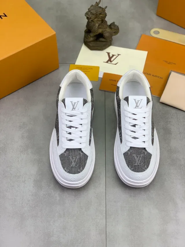 Louis Vuitton LV Trainer Blanc et Gris Monogrammé Textile Upper Semelle Plateforme Lifestyle Sneakers 5