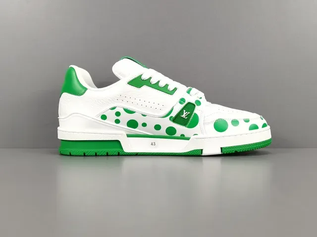 Louis Vuitton LV Trainer White Green Leather Upper Polka-Dot Print Lifestyle Sneakers 18