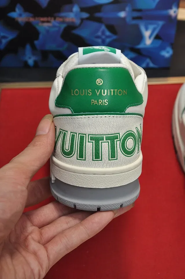 Louis Vuitton LV Trainer White Green Low-Top Layered Leather-Mesh Upper Lifestyle Sneakers 3