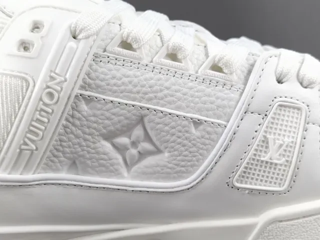 Louis Vuitton LV Trainer White Monogram-Embossed Leather Sculpted Layered Midsole Lifestyle Sneakers 5