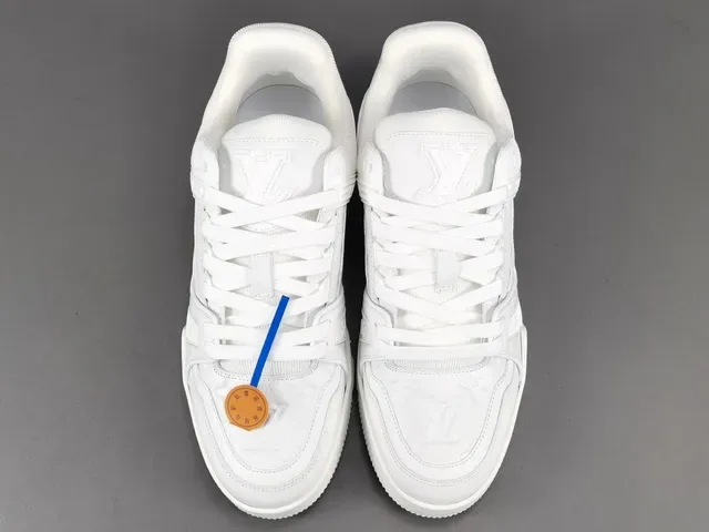 Louis Vuitton LV Trainer White Monogram-Embossed Leather Sculpted Layered Midsole Lifestyle Sneakers 16