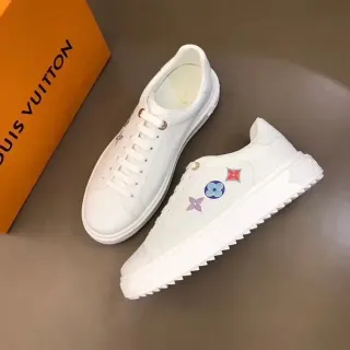 Louis Vuitton LV Trainer zapatillas lifestyle blancas multicolor de cuero con upper bordado de motivos florales
