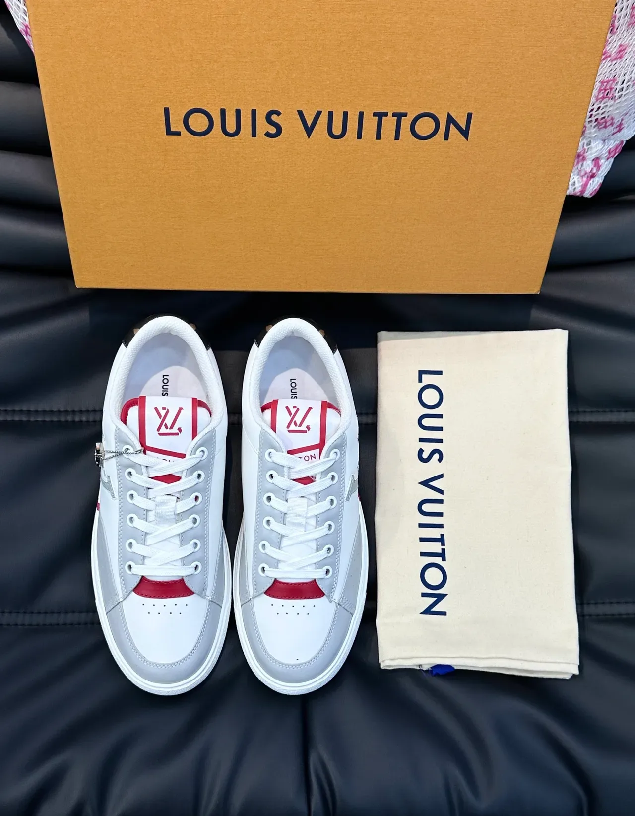 Louis Vuitton LV Trainer White Red Low-Top Leather-and-Rubber Lifestyle Sneakers 4