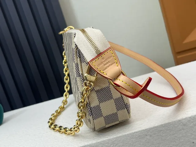 Louis Vuitton Mahjong Damier Azur Beige Gray sac à chaîne 6