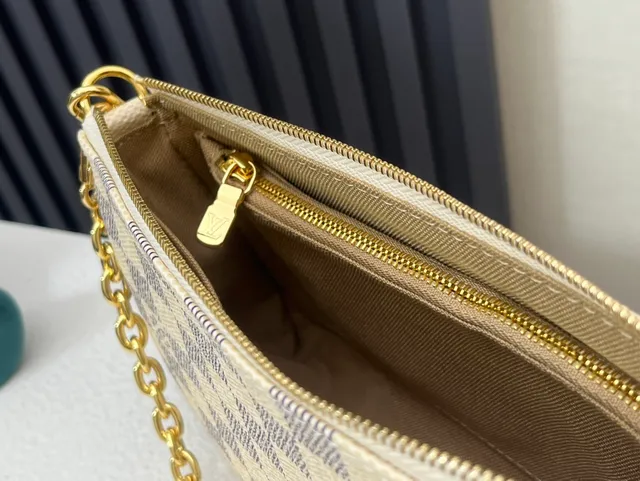 Louis Vuitton Mahjong Damier Azur Beige Gray sac à chaîne 7