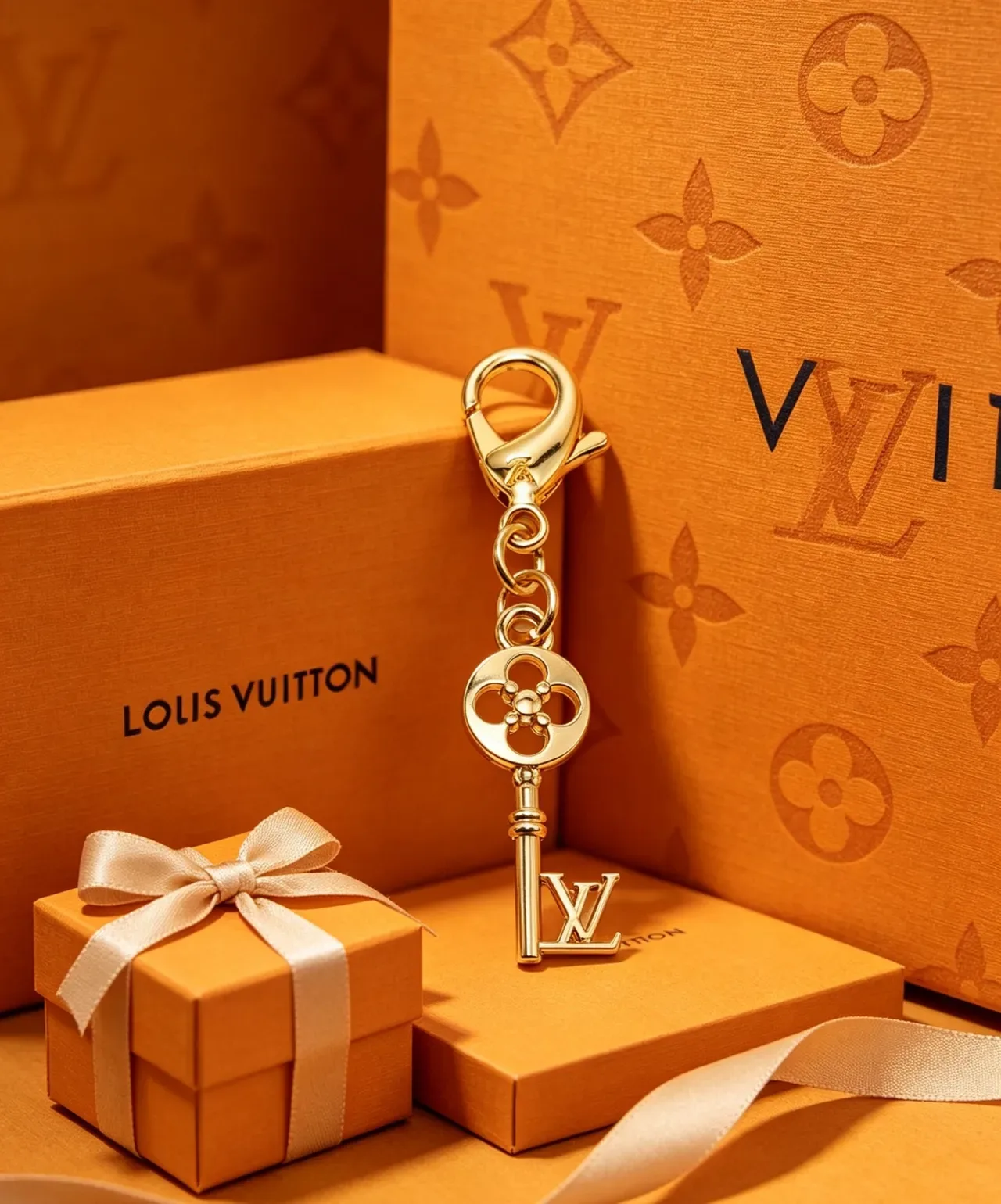 Bracelete Louis Vuitton Mini Alma LV Charm Rosa Dourado Acabamento em Esmalte Silhueta de Bolsa Miniatura 3