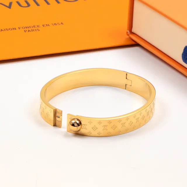 Louis Vuitton Monogram হাতের বালা সোনা রুপো হিঞ্জড খোদাই করা প্যাটার্ন ব্রেসলেট 2