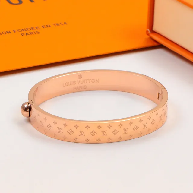 Louis Vuitton Monogram হাতের বালা সোনা রুপো হিঞ্জড খোদাই করা প্যাটার্ন ব্রেসলেট 7
