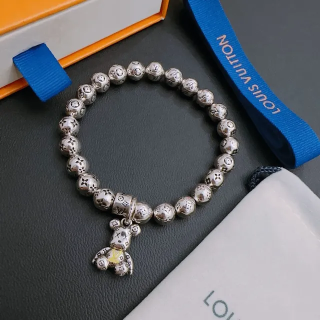 Louis Vuitton Monogram Beads Teddy Bear Charm Bracelet 5