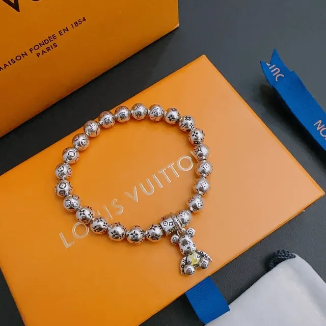 Louis Vuitton Monogram Beads Teddy Bear Charm Bracelet 9