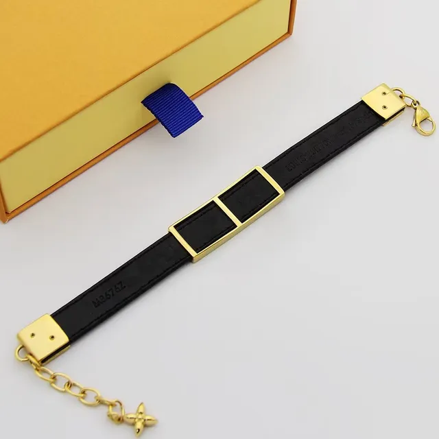Louis Vuitton Monogram Bracelet Black Gold Enamel Plaque Hardware Bracelet 2