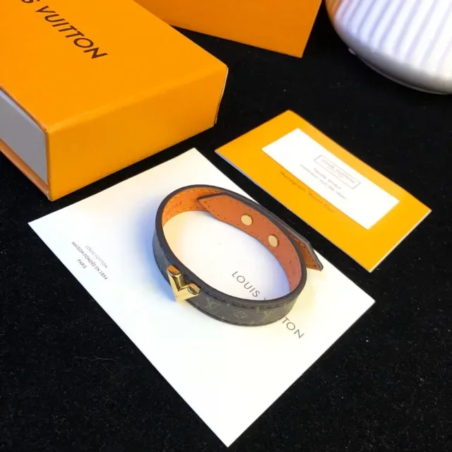 Louis Vuitton Monogram Canvas and Tan Leather Bracelet 4