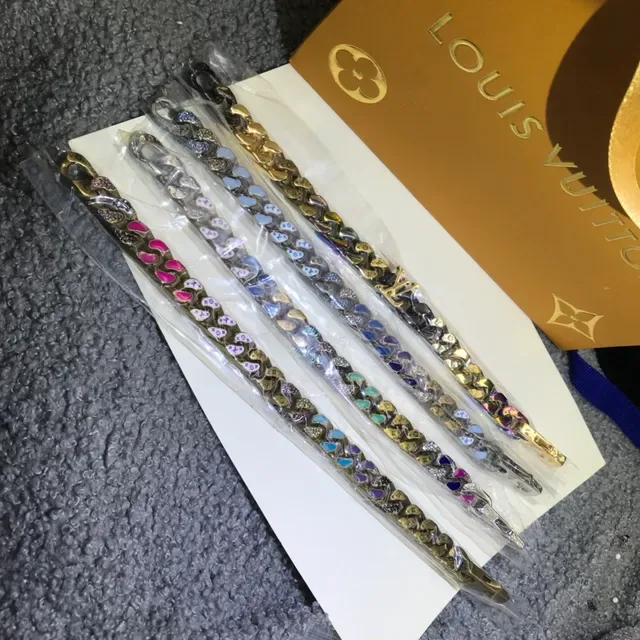 Louis Vuitton Monogram Chain Multicolor Gold Enamel-Charm Bracelet 3
