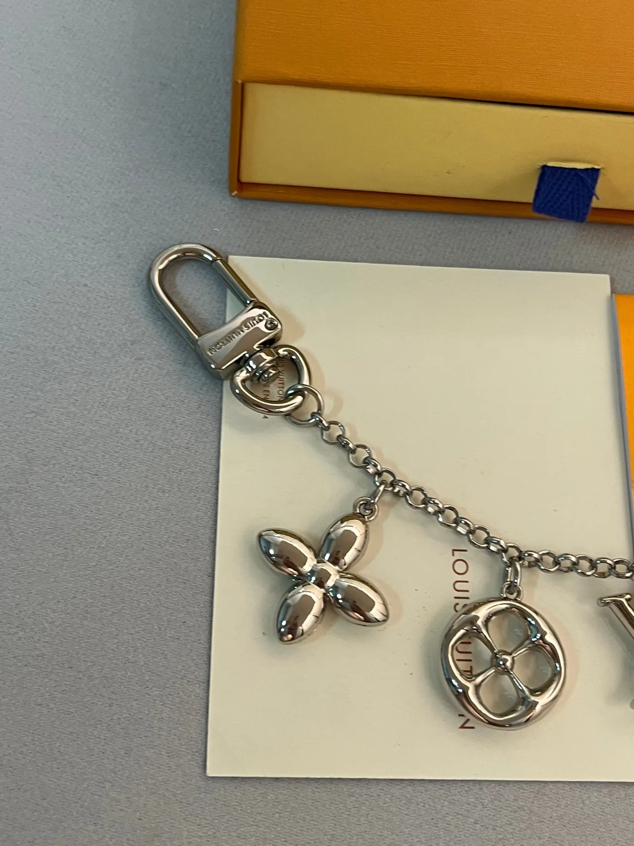 Louis Vuitton Monogram Charm Keychain Silver-Tone Metal Bracelet 3