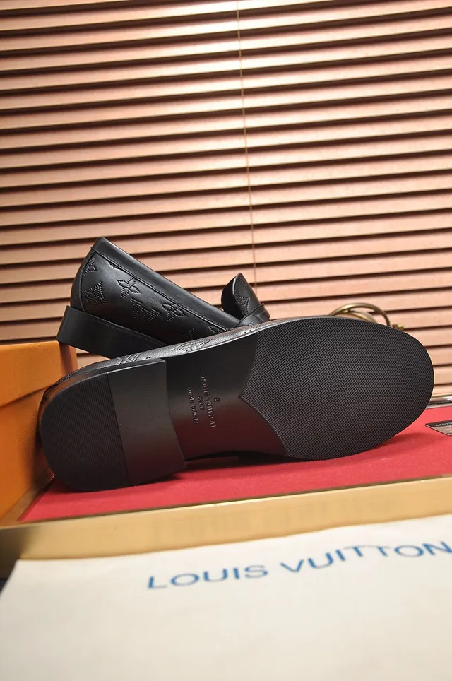 Louis Vuitton Monogram Embossed Black Leather Loafers 5