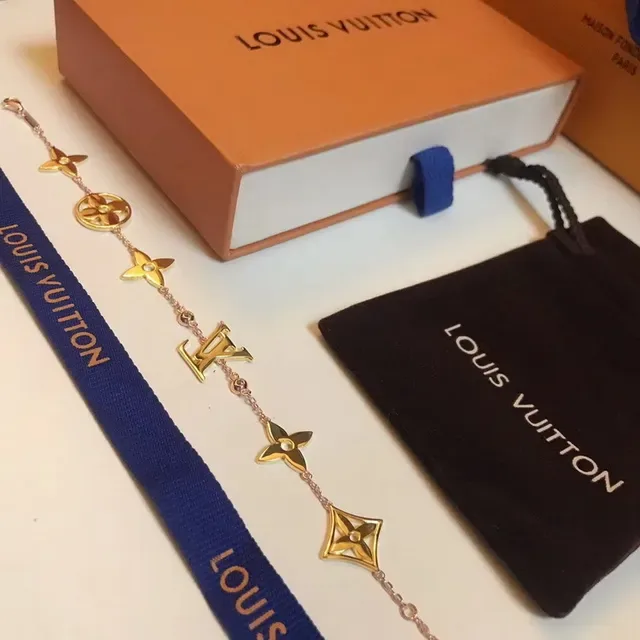 Louis Vuitton Monogram Flower Chain Gold-Tone Bracelet 6