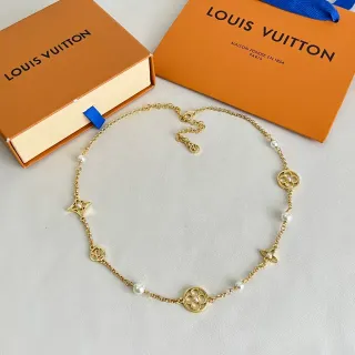 Colar Corrente Louis Vuitton Monogram Flor Pérola