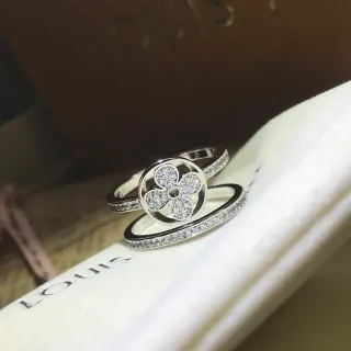 लुई विटन Monogram Flower चांदी पावे-सेट ओपनवर्क फ्लोरल अंगूठी