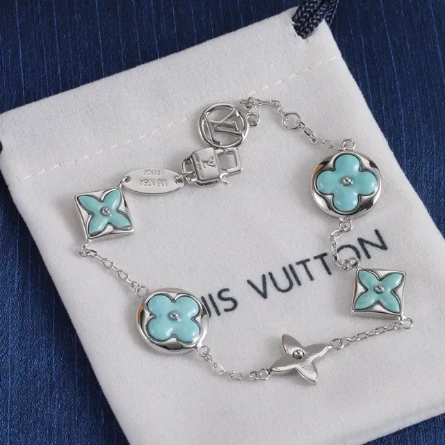 Louis Vuitton Monogram Flower Turquoise Enamel Bracelet 2