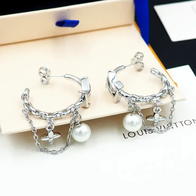 Louis Vuitton Monogram Hoop Pearl Drop Earrings 2