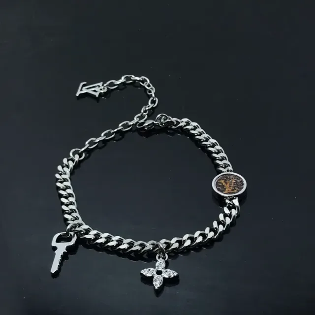 Louis Vuitton Monogram Jewelry Silver Transparent Chain Pavé-Crystal LV Bracelet 2