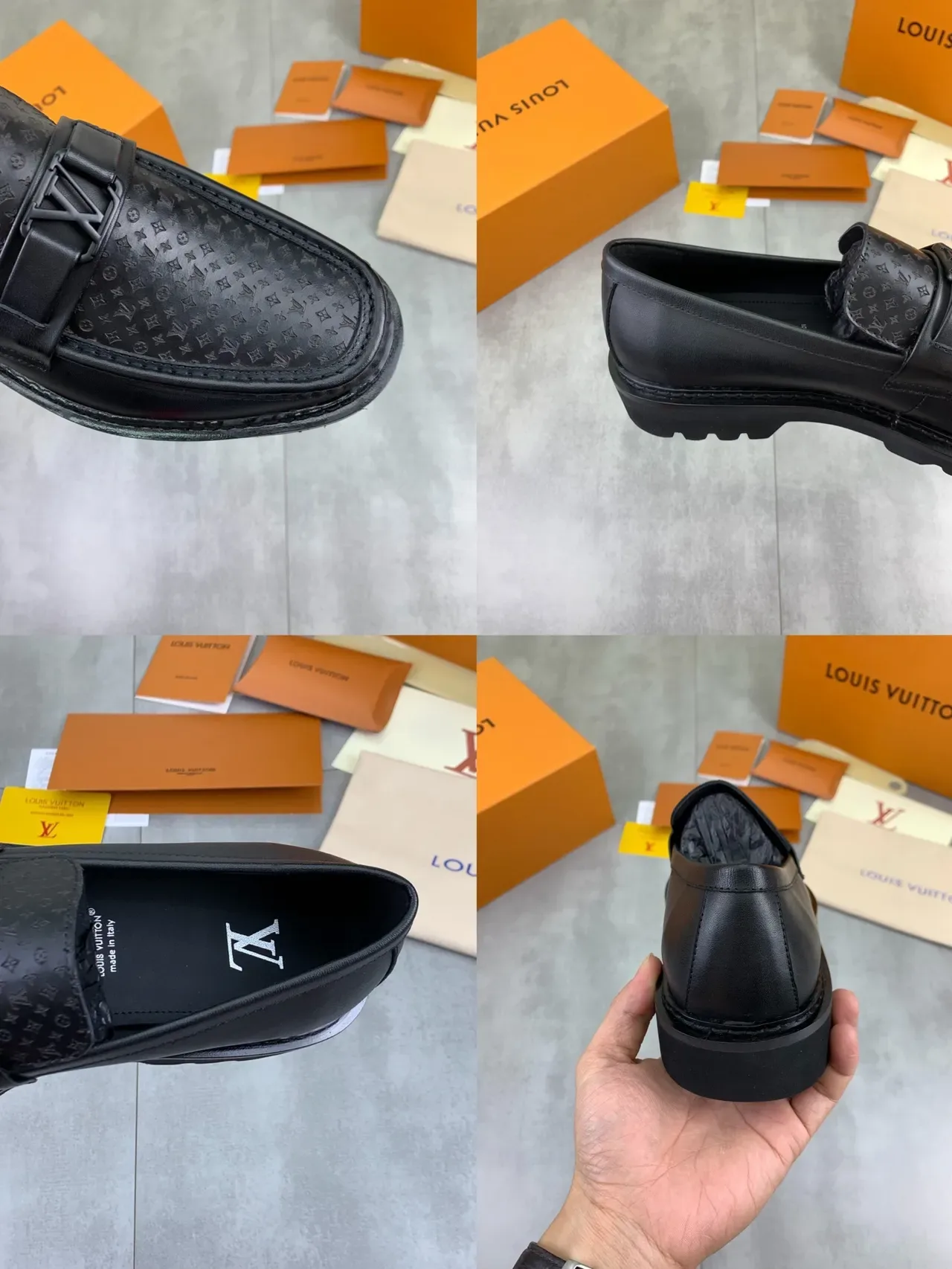 Louis Vuitton Monogram Loafer Black Leather Buckle Strap Loafer 3