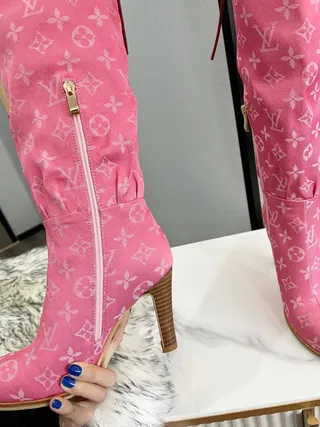Louis Vuitton Monogram Pink Over-the-Knee Boots 3
