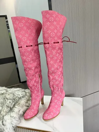 Louis Vuitton Monogram Pink Over-the-Knee Boots 4