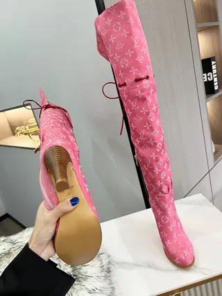 Louis Vuitton Monogram Pink Over-the-Knee Boots 6