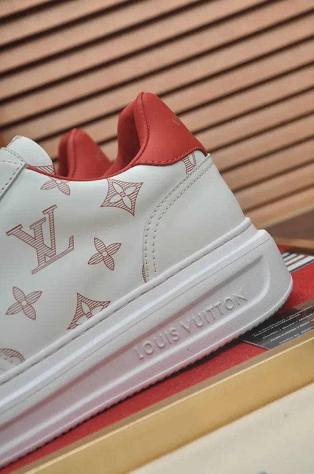 Louis Vuitton Monogram-Print White and Red Lifestyle Sneaker 2