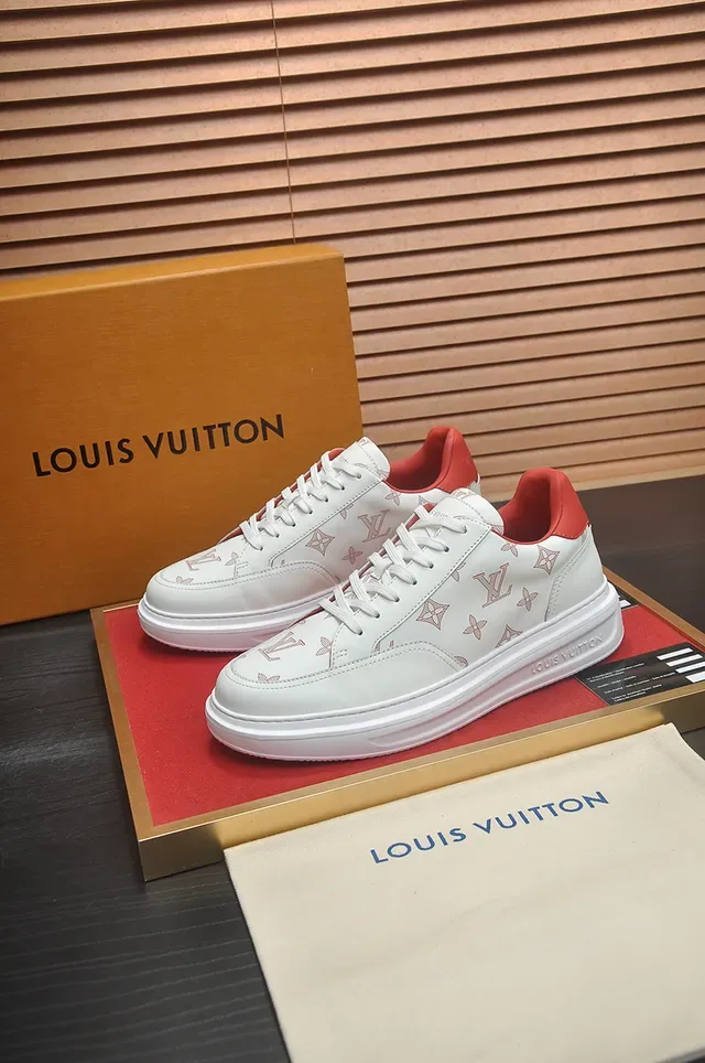 Louis Vuitton Monogram-Print White and Red Lifestyle Sneaker 4