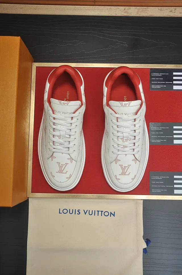 Louis Vuitton Monogram-Print White and Red Lifestyle Sneaker 5