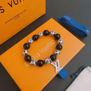 Louis Vuitton Monogram नجمة أسود فضي خرز نمط سوار