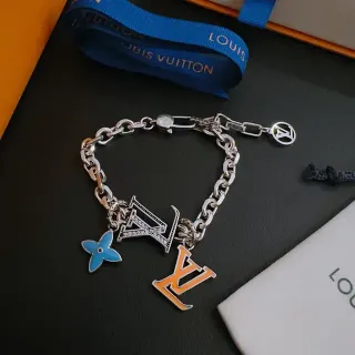 Louis Vuitton Multi-Charm Enamel and Pavé Chain Bracelet