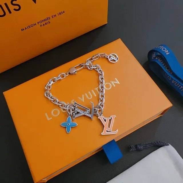 Louis Vuitton Multi-Charm Enamel and Pavé Chain Bracelet 3