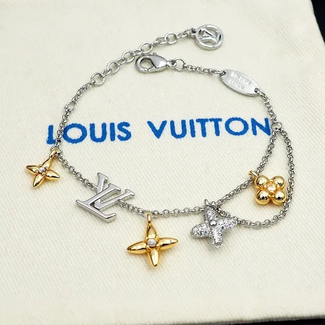 Louis Vuitton Multi-Charm Gold and Silver Floral Bracelet 3