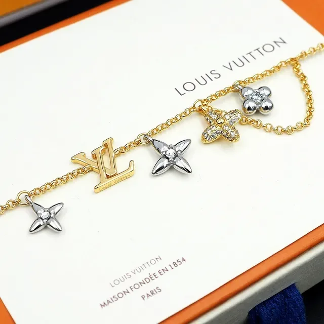 Louis Vuitton Multi-Charm Gold and Silver Floral Bracelet 5