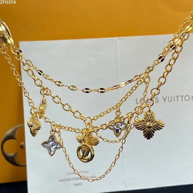 Louis Vuitton Multi-Charm Layered Gold-Tone Necklace 4