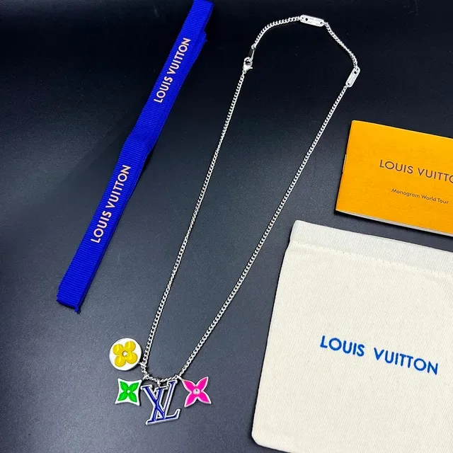 Louis Vuitton Multicolor Enamel Flower Charm Necklace 2