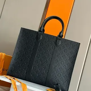 Louis Vuitton OnTheGo Tote 黑色压花花纹皮革托特包